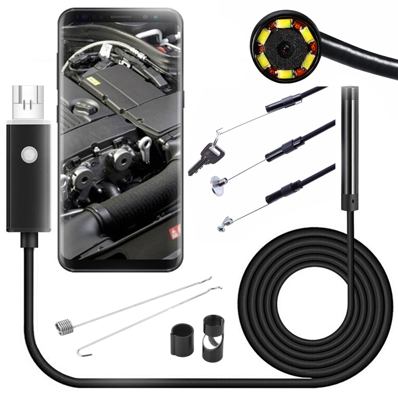 Mini camera endoscopica 6 led, Zola®, 10 m, IP67, 3.5x0.55 cm, neagra Mini camera endoscopica 6 led, Zola®, 10 m, IP67, 3.5x0.55 cm, neagra